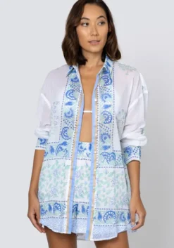Paisley Block Print Shorts Periwinkle
