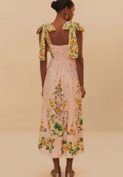 Pink Botanical Beauty Laces Midi Dress