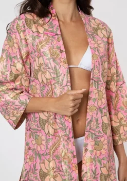 Pink Floral Short Kimono