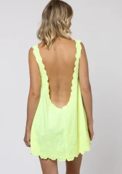 Poplin Flower Low Back Dress Sherbet Lemon