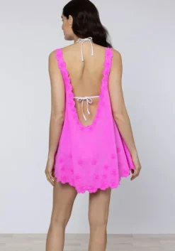 Poplin Low Back Dress Indian Pink