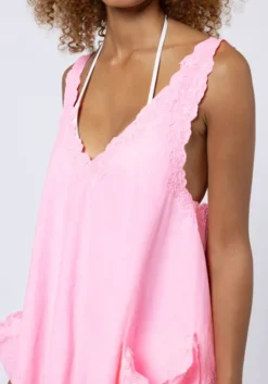 Poplin Low Back Dress Pink Grapefruit