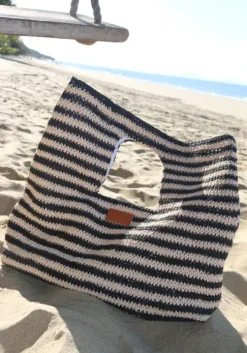 Raffia Stripe Basket Bag