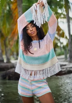 Rainbow Crochet Shorts Pastel