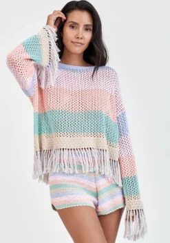 Rainbow Crochet Shorts Pastel