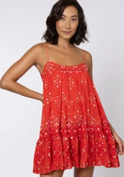 Red Mosaic Mini Dress