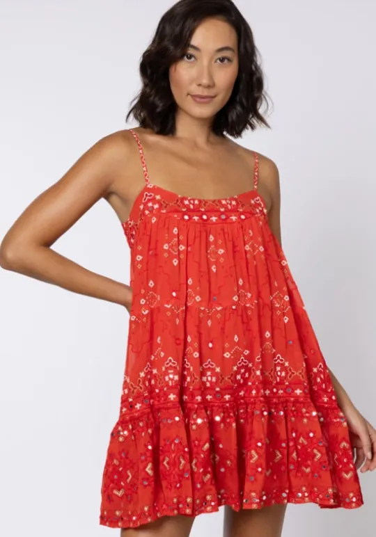 Red Mosaic Mini Dress