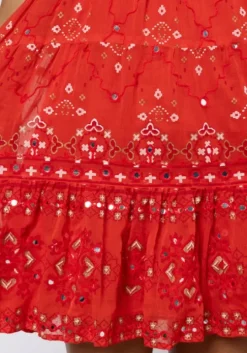 Red Mosaic Mini Dress