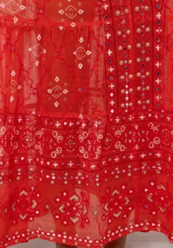 Red V Neck Mosaic Maxi Dress