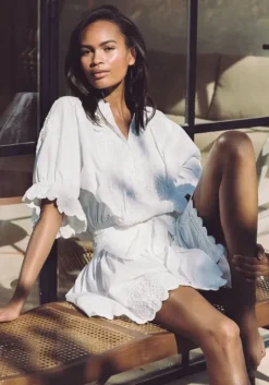 Ric Rac Blouson Dress White