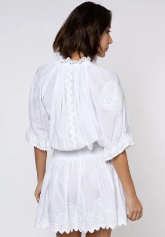 Ric Rac Blouson Dress White