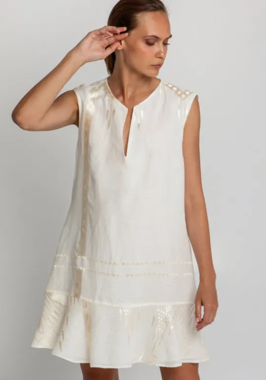 Roots Sleeveless Mini Dress Natural