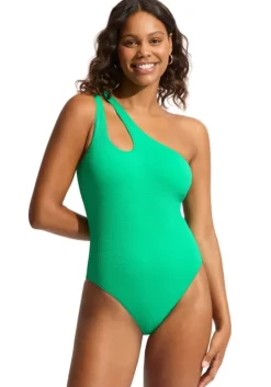 Seadive One Shoulder Keyhole Swimsuit Jade