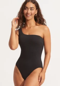 Seadive One Shoulder Swimsuit Black