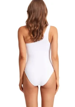 Seadive One Shoulder Swimsuit White