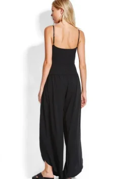 Shirred Waist Wrap Pants