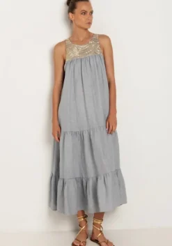 Sleeveless Tiered Dress Grey