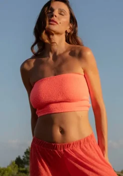 Smocked Bandeau Top Strawberry