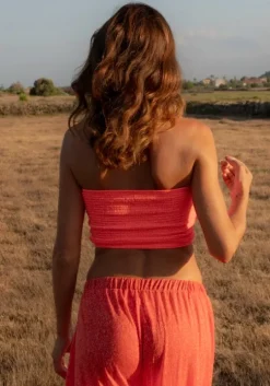 Smocked Bandeau Top Strawberry