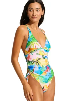 South Pacific Drawstring Swimsuit