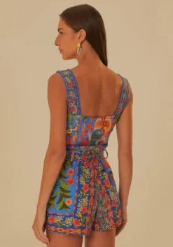 Stiched Garden Blue Romper