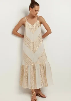 Strappy Embroidered Maxi Dress