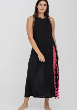 Tassel Slit Dress Black