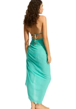 Textured Cotton Beach Sarong Aquatic