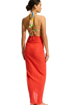 Textured Cotton Wrap Sarong Flame