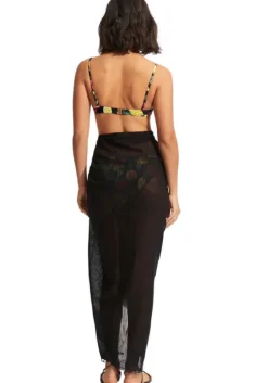 Textured Wrap Sarong Black