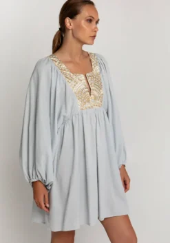 Triangle Long Sleeve Mini Dress Grey