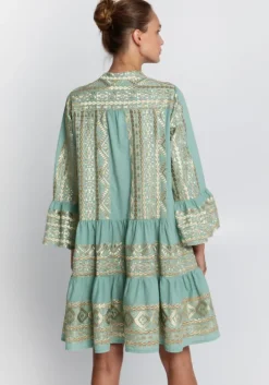 Triangle Long Sleeved Mini Dress Green