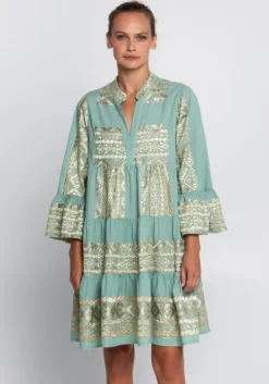 Triangle Long Sleeved Mini Dress Green