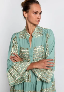 Triangle Long Sleeved Mini Dress Green