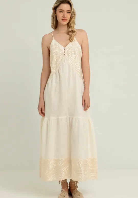 Triangle Strappy Maxi Dress Natural