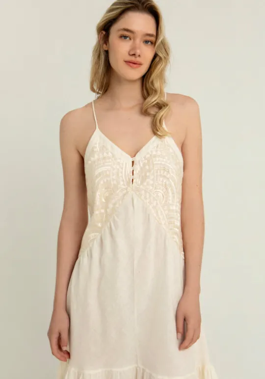 Triangle Strappy Maxi Dress Natural