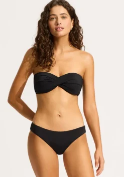 Twist Front Bandeau Bikini Black