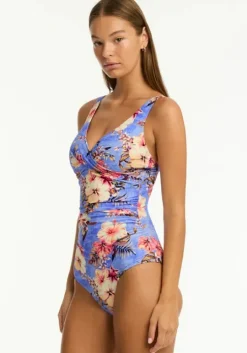 Twist Front Swimsuit Blue Hawaii