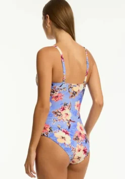 Twist Front Swimsuit Blue Hawaii