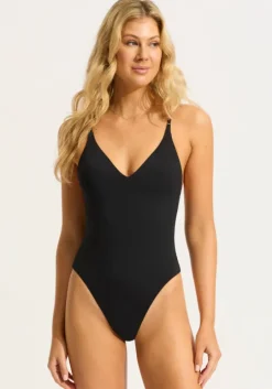 V Neck Swimsuit Black